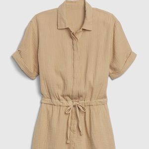 Gap Gauze Short Sleeve Romper Beige Sand